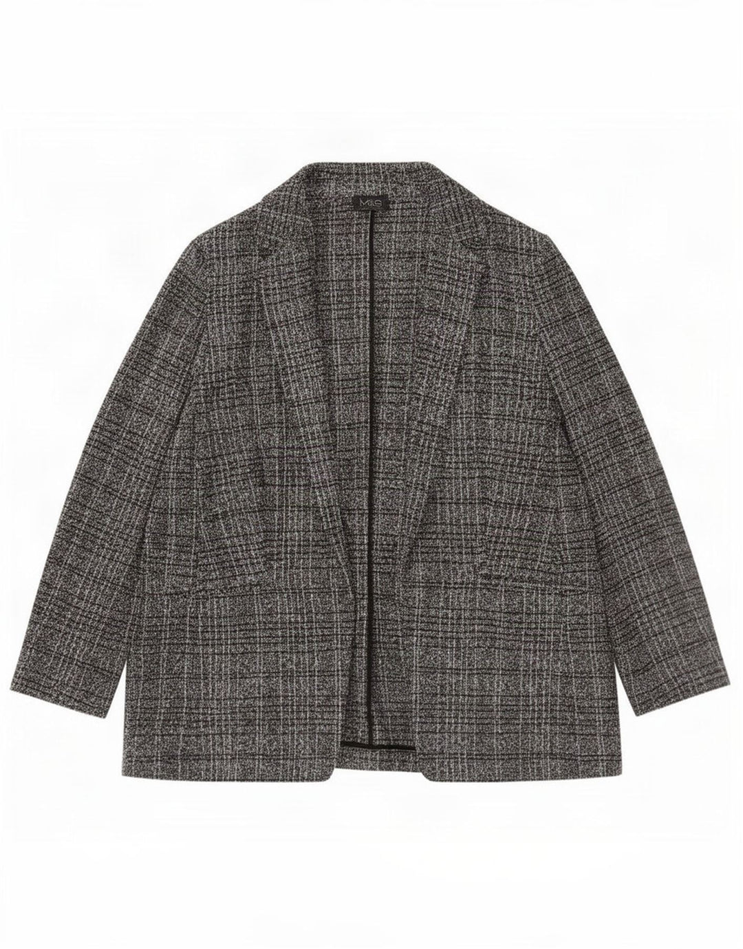 Giacca blazer aperta da donna Marks & Spencer UK 16 grande poliestere scozzese nero