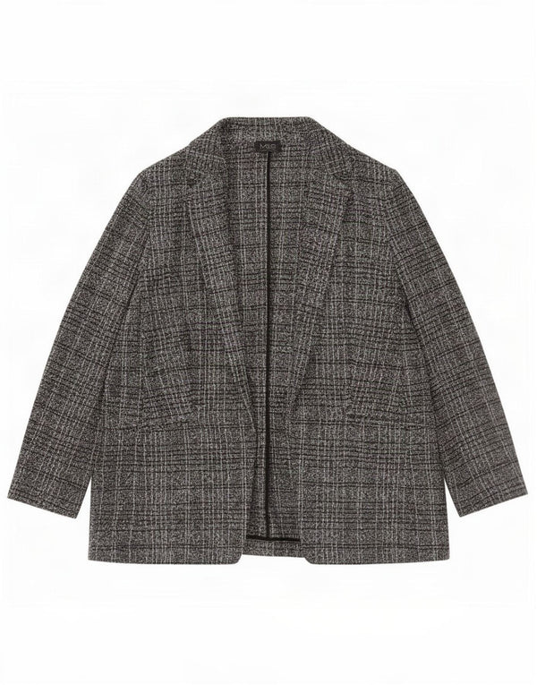 Giacca blazer aperta da donna Marks & Spencer UK 16 grande poliestere scozzese nero