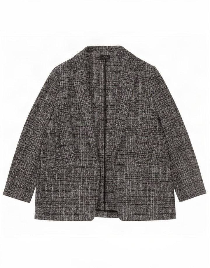 Giacca blazer aperta da donna Marks & Spencer UK 16 grande poliestere scozzese nero
