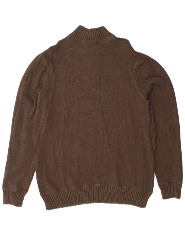 EDDIE BAUER Maglione da uomo con zip e collo grande in cotone marrone