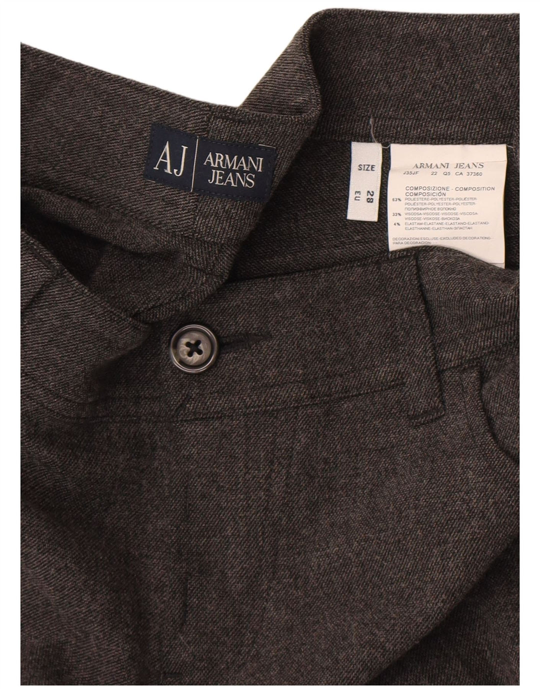 Pantaloni casual slim fit da uomo Armani W28 L29 poliestere grigio