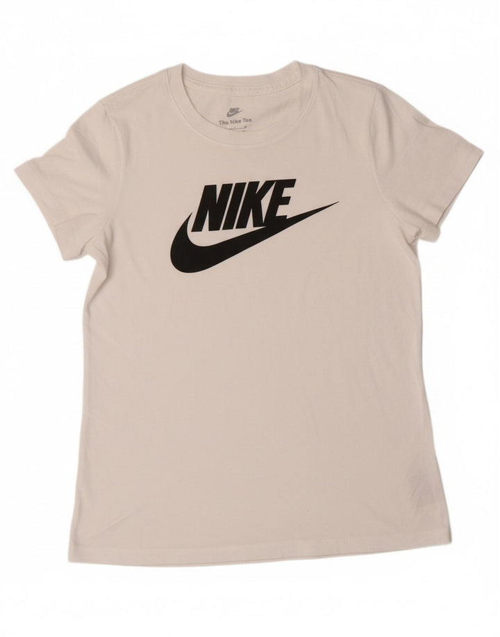 NIKE Womens Graphic T-Shirt Top UK 10 Small White Cotton
