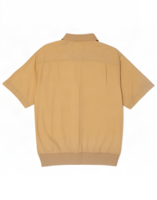 Malagrida Mens Short Sleeve Pullover Shirt Medium Yellow Cotton