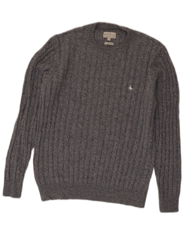 Maglione maglione girocollo da uomo Jack Wills grande lana grigia