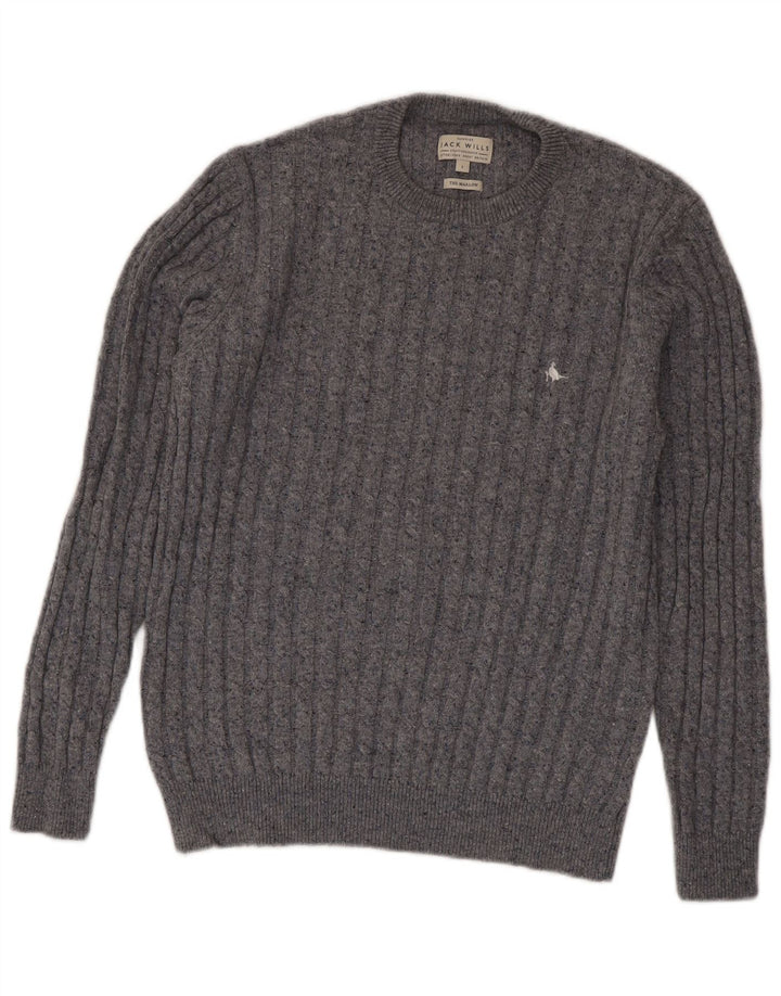 Maglione maglione girocollo da uomo Jack Wills grande lana grigia