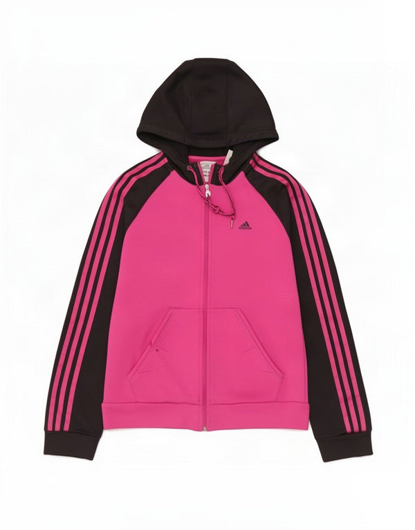 Maglione con cappuccio e zip da donna Adidas UK 14 Poliestere color block rosa medio