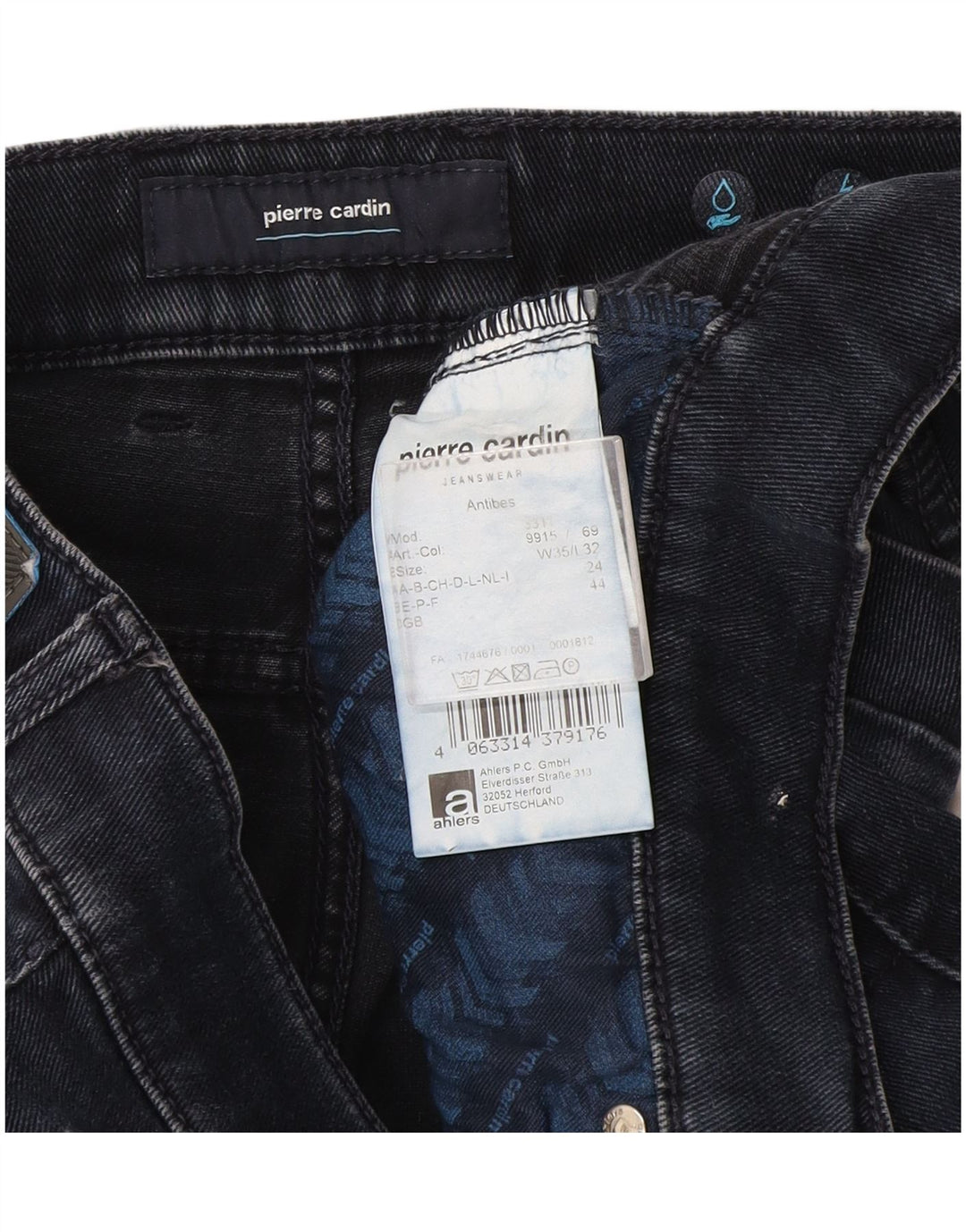 Jeans slim da uomo Pierre Cardin W35 L32 cotone blu navy