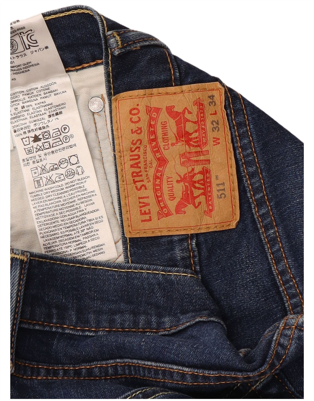 Jeans Levi's Uomo 511 Slim W32 L26 Cotone Blu