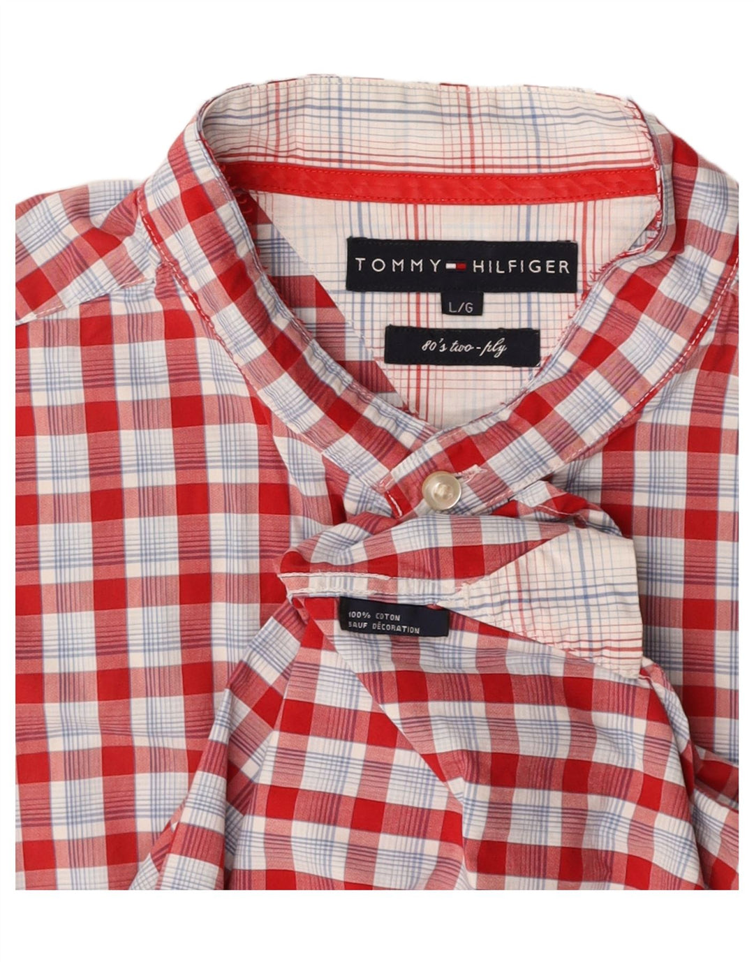 TOMMY HILFIGER Camicia a maniche corte da uomo in cotone a quadri rossi grandi