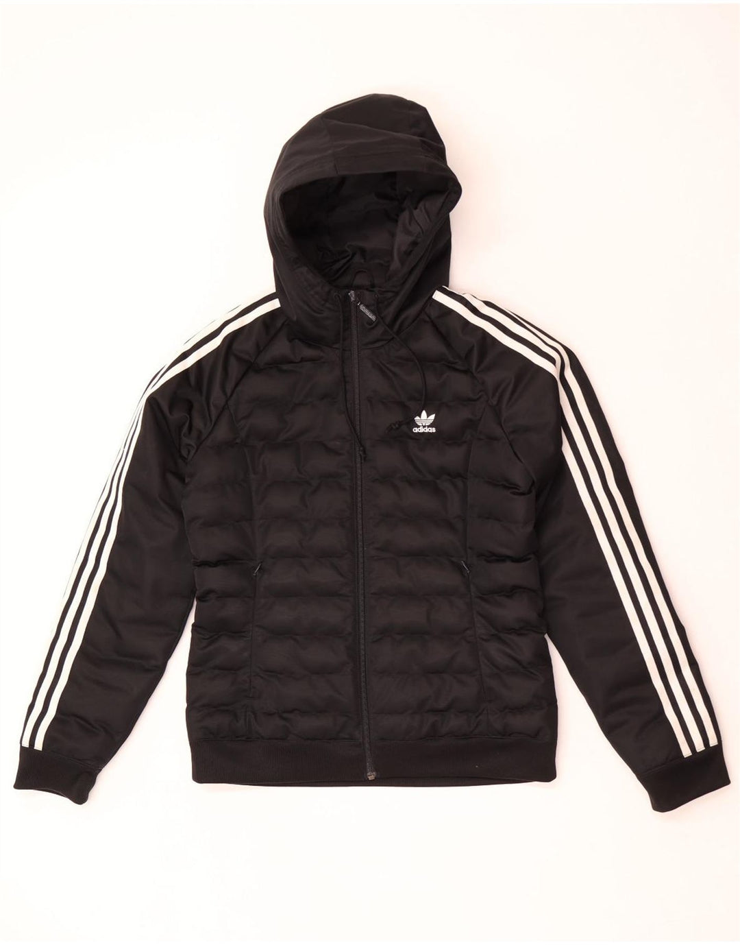 Giacca imbottita con cappuccio da donna Adidas UK 12 Medium Nero Poliestere