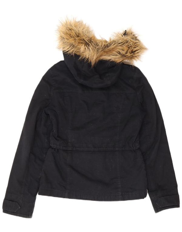 Giacca Parka con cappuccio da donna Hollister UK 10 Small Blu Navy Cotone