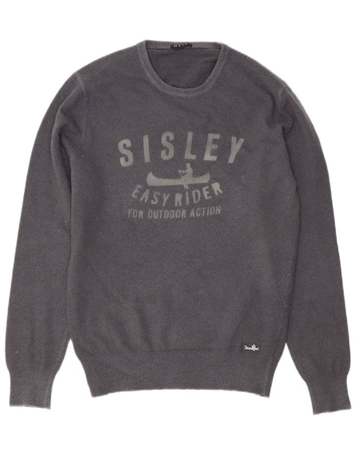 Maglione maglione girocollo con grafica da uomo Sisley grigio medio