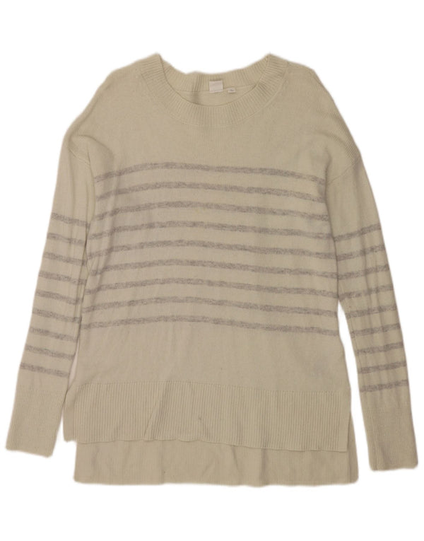 Maglione maglione con scollo a barca da donna Gap UK 14 Nylon a righe bianco sporco medio
