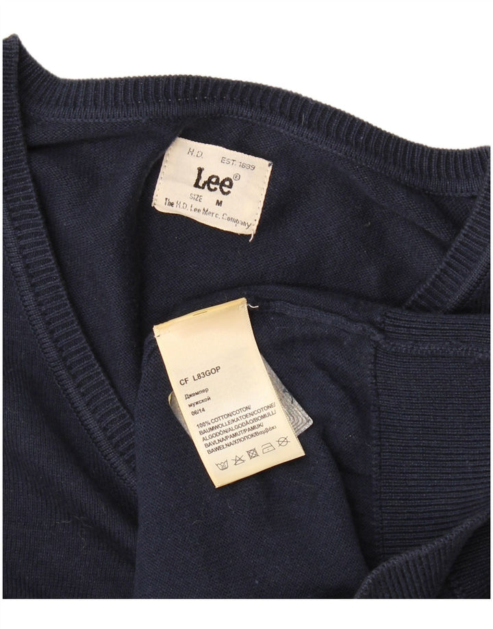 Maglione Lee da uomo con scollo a V in cotone medio blu navy