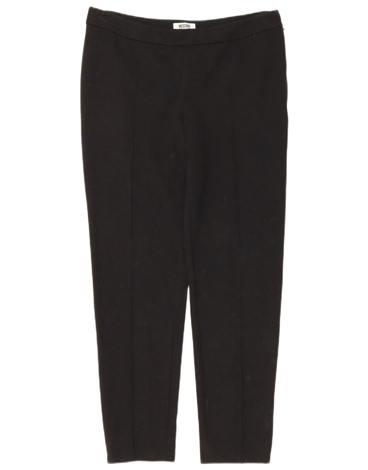 Pantaloni casual economici e chic da donna MOSCHINO UK 12 Medium W32 L29 Nero