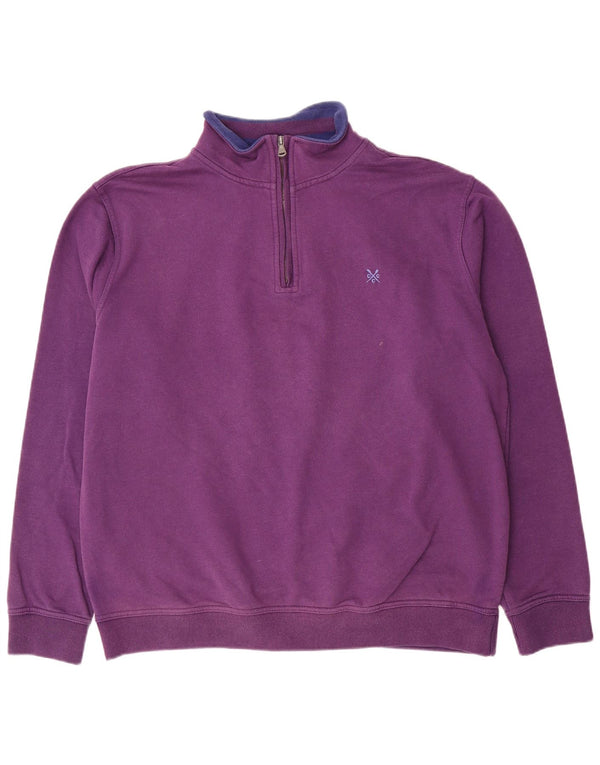 Crew Clothing Felpa con collo con zip da uomo Maglione 2XL Cotone viola