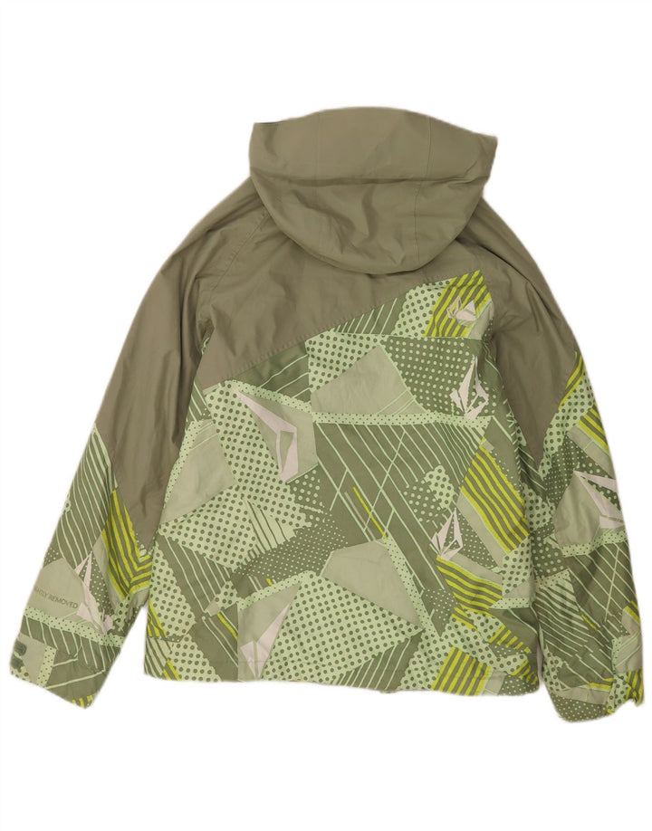 Giacca a vento con cappuccio da uomo Volcom UK 36 Piccolo poliestere geometrico verde