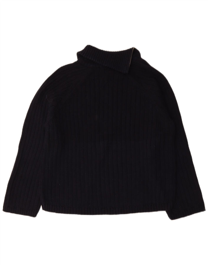 Maglione Zara da uomo con vestibilità regolare e collo con zip, piccolo, in cotone blu navy