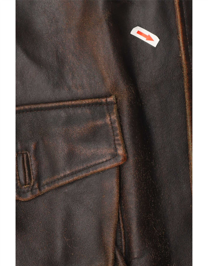Giacca in pelle vintage da uomo UK 42 XL Marrone