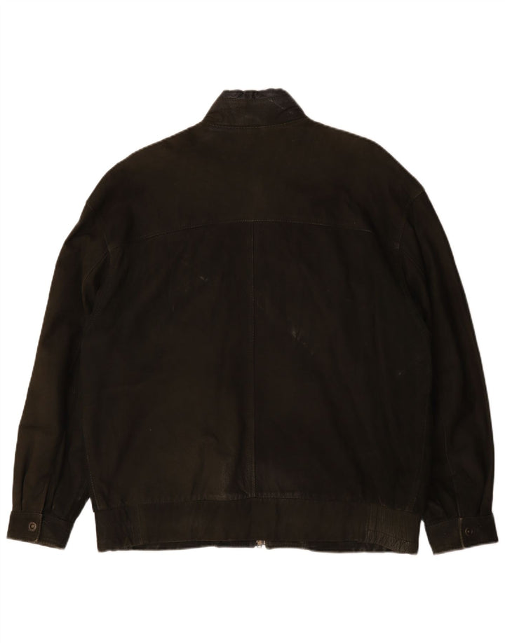Giacca in pelle vintage da uomo IT 48 media kaki