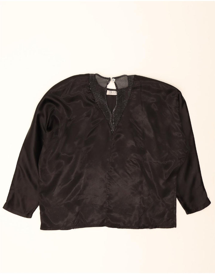 VINTAGE Womens Oversized Long Sleeve Blouse Top UK 10 Small Black Vintage Vintage and Second-Hand Vintage from Messina Hembry 