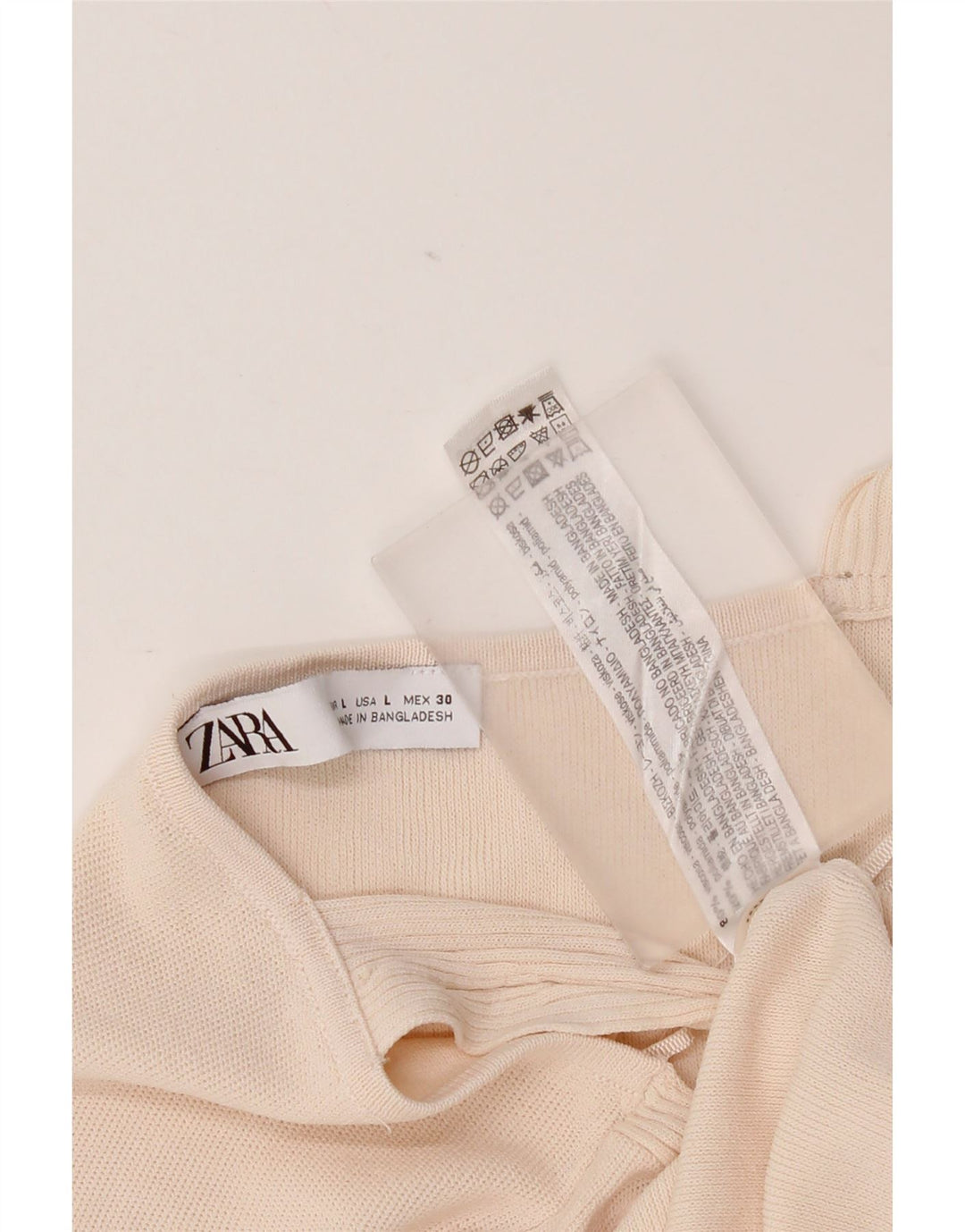Canotta corta da donna Zara UK 14 grande in viscosa beige