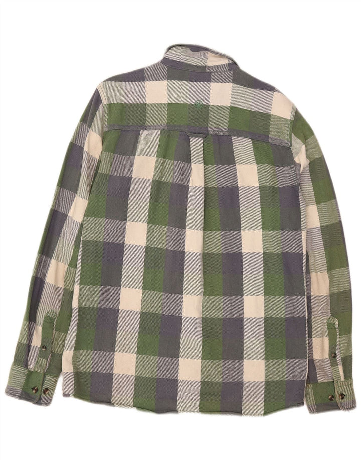 Camicia alta da uomo in flanella Fat Face in cotone a quadri verde medio