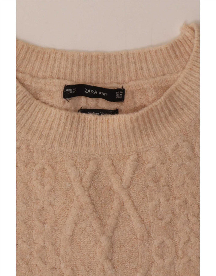 Maglione girocollo girocollo lungo da donna Zara UK 14 Beige medio