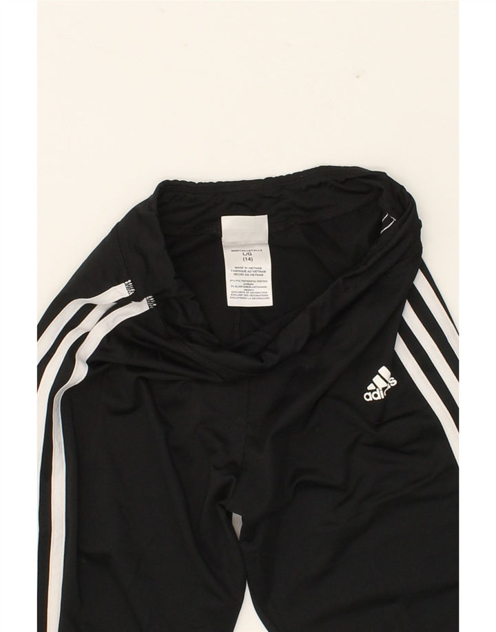 ADIDAS Girls Leggings 13-14 Years Large Black Polyester Vintage Adidas and Second-Hand Adidas from Messina Hembry 