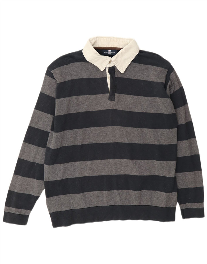 Maglione da uomo Marks & Spencer blu Harbour con collo a polo nero medio