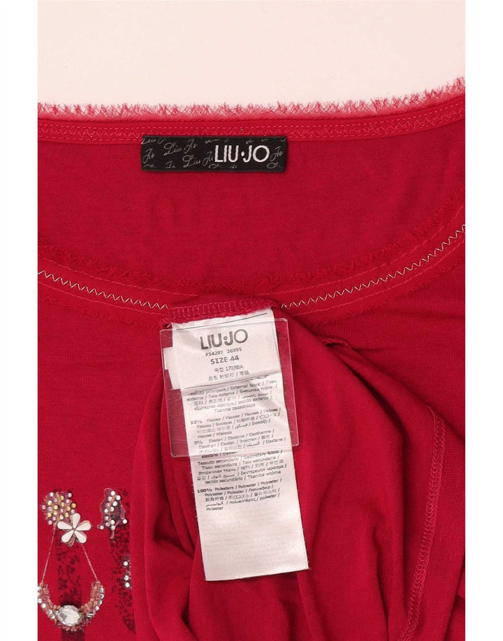 Liu Jo Donna Regular Graphic Top Manica Lunga IT 44 Viscosa Rosa Medio