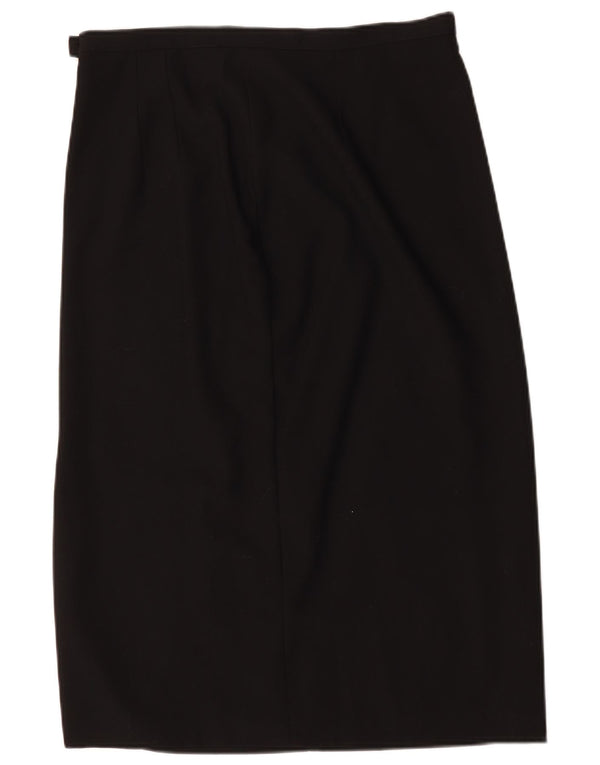 Gonna dritta midi da donna Marks & Spencer UK 18 XL W32 lana vergine nera