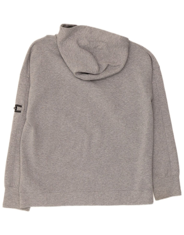 Maglione con cappuccio e zip grafica da uomo SUPERDRY XL in cotone grigio