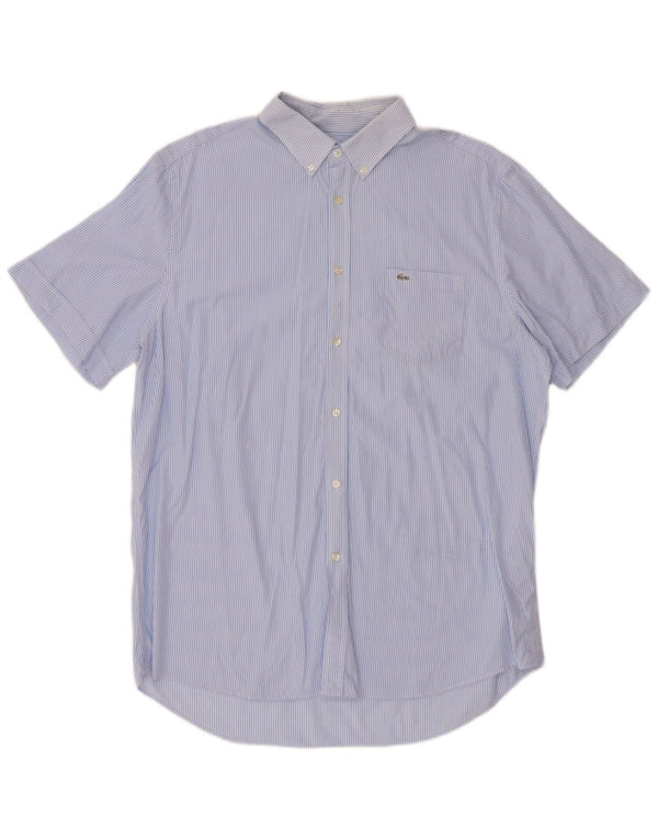 Camicia LACOSTE da uomo a maniche corte vestibilità classica taglia 42 grande gessato blu