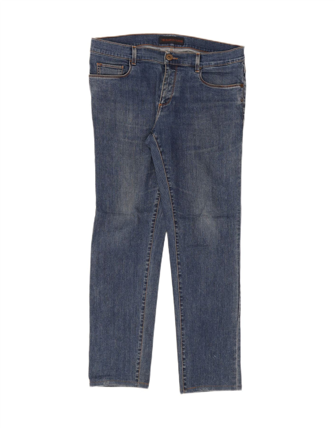 TRUSSARDI Mens Slim Jeans IT 49 Large W35 L29 Blue Polyester Vintage Trussardi and Second-Hand Trussardi from Messina Hembry 