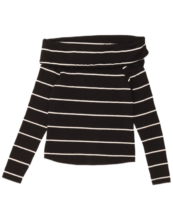 Top corto da donna Zara a maniche lunghe con spalle scoperte UK 10 piccolo a righe nere