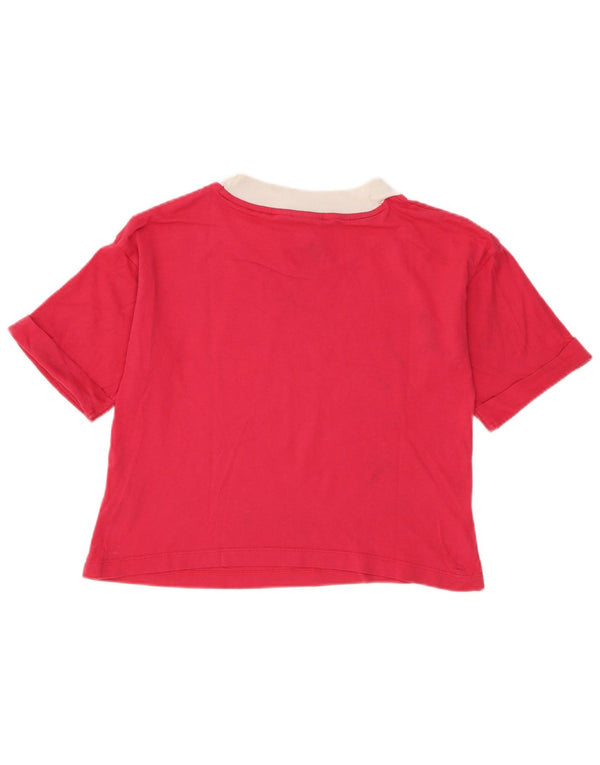 Maglietta grafica Adidas da donna corta Top UK 8 Small Pink Colourblock