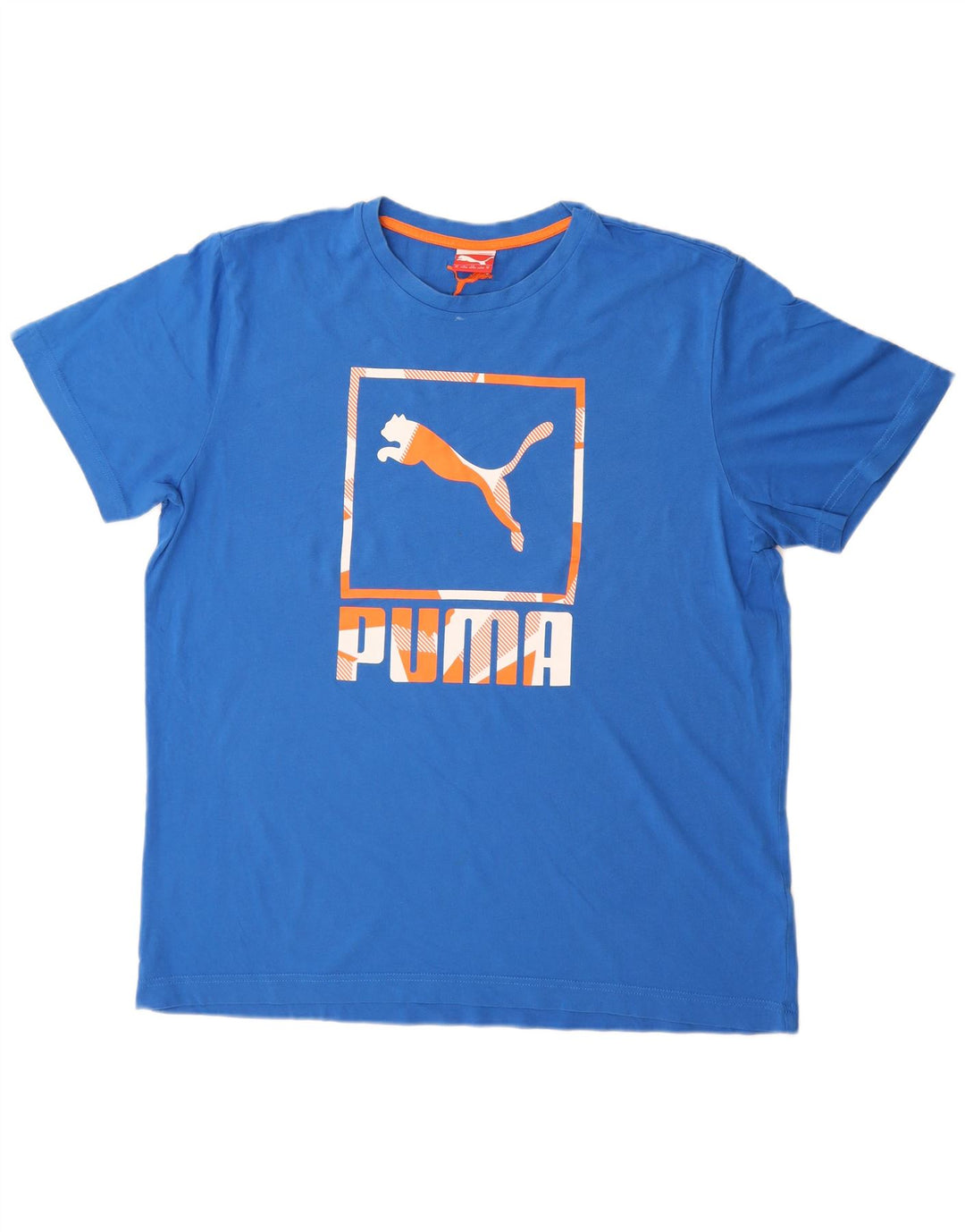 T-shirt grafica da uomo Puma Top XL in cotone blu