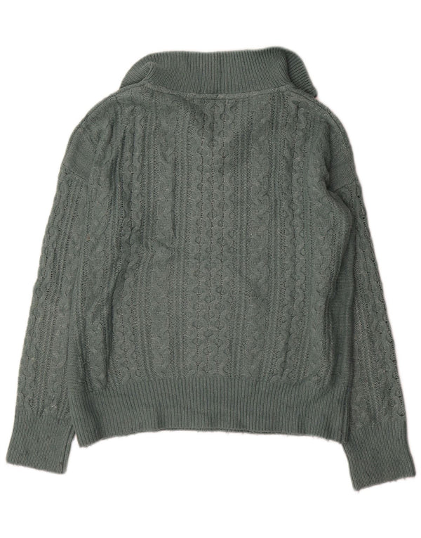 Maglione oversize con collo e zip da donna Fat Face UK 14 Large Green Nylon