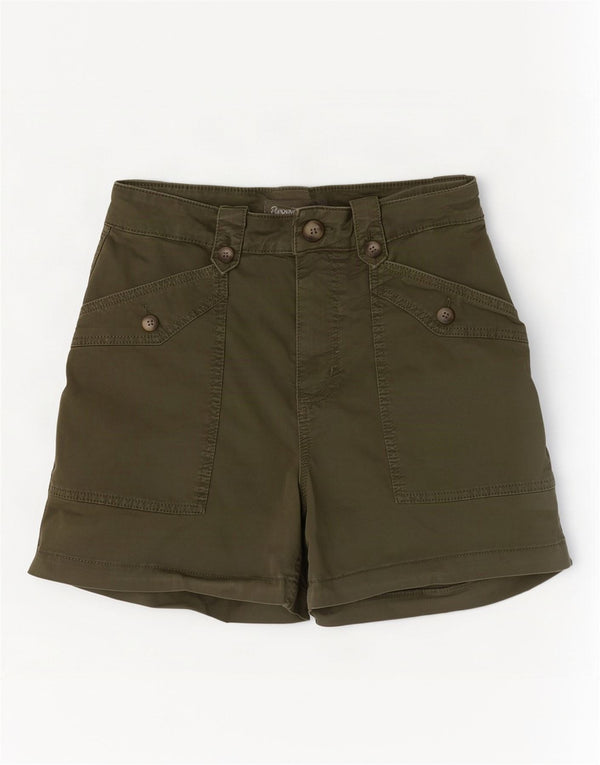 Pantaloncini chino da donna a vita alta MINT VELVET UK 10 piccoli W28 cotone kaki