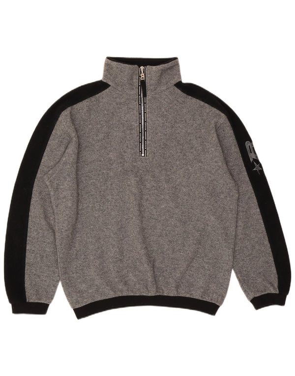 Bogner Maglione da uomo con collo con zip grafico Maglione grande in lana color block grigio