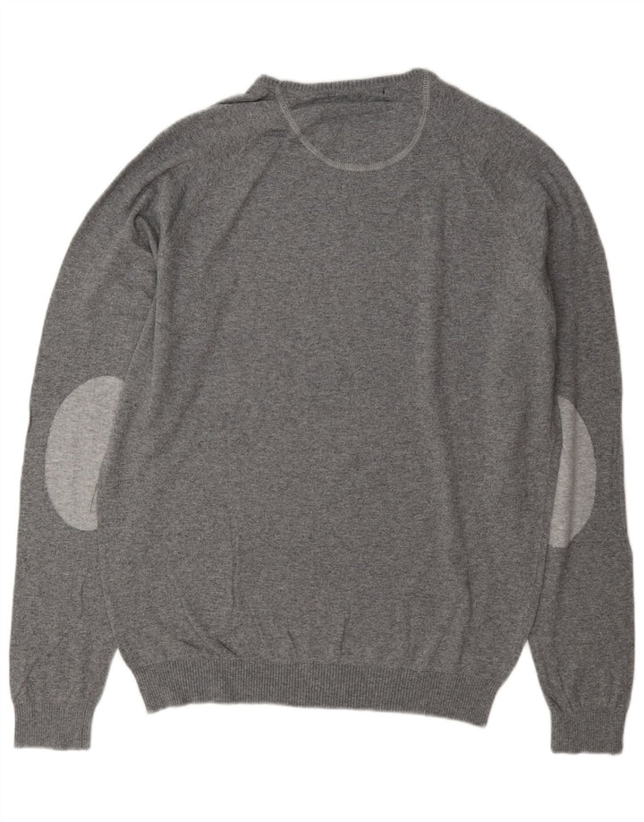 Maglione maglione girocollo da uomo Zara XL in cotone grigio