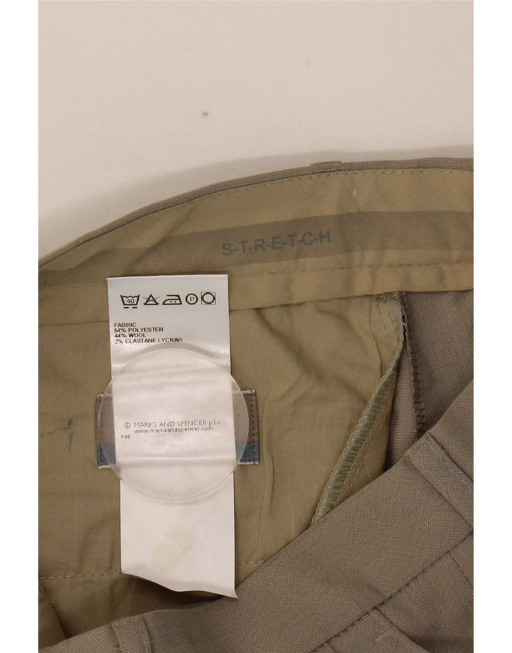 Pantaloni da abito con pegging da uomo Marks & Spencer W30 L29 Poliestere beige