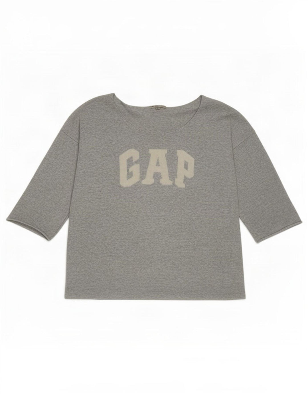 Top grafico da donna Gap manica 3/4 UK 16 grande grigio