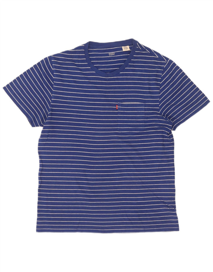 T-shirt da uomo Levi's Top piccola in cotone gessato blu navy