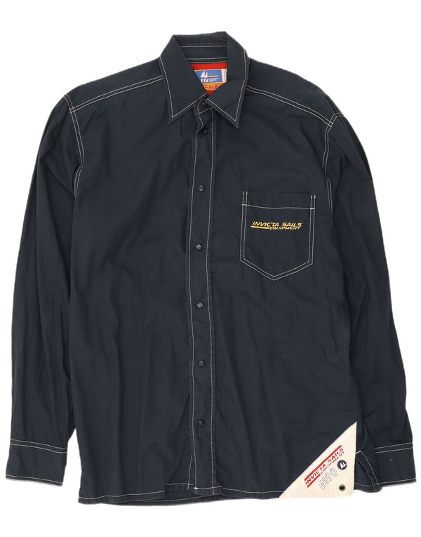 Camicia grafica da uomo Invicta Sailwear Small in cotone color block blu navy