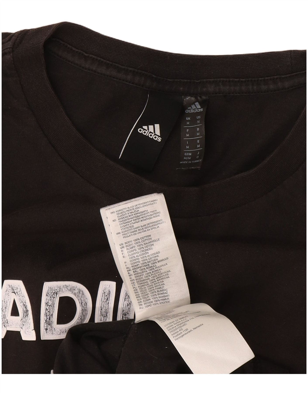 T-shirt grafica da uomo Adidas Top in cotone nero medio