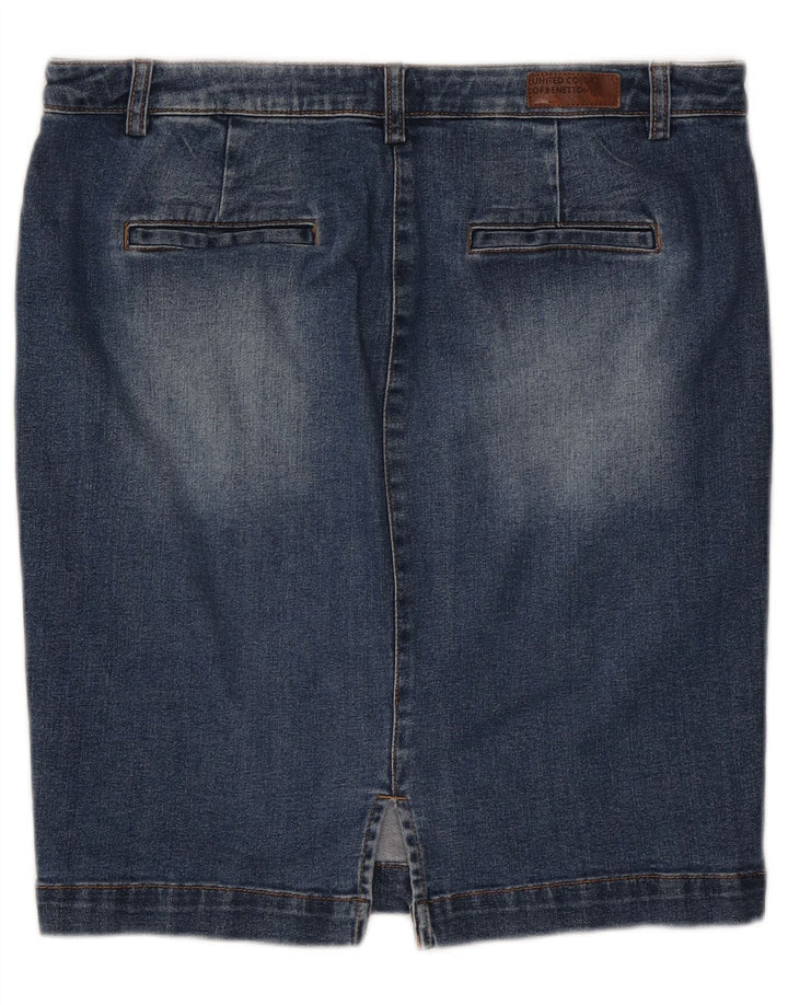 Gonna di jeans a vita bassa da donna Benetton W34 grande blu