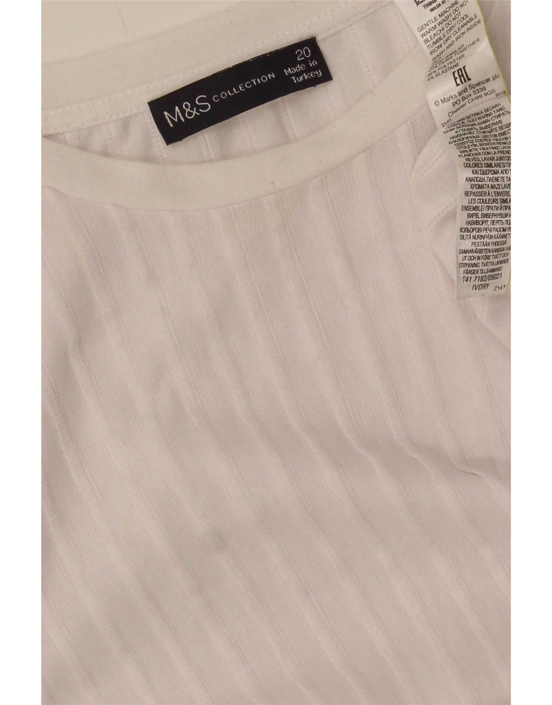 Marks & Spencer Top oversize da donna a maniche lunghe UK 20 2XL Poliestere bianco
