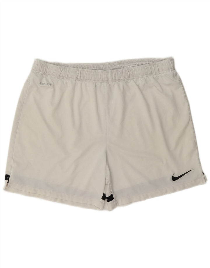 Pantaloncini sportivi Nike Dri Fit da uomo, grandi, in poliestere color block bianco